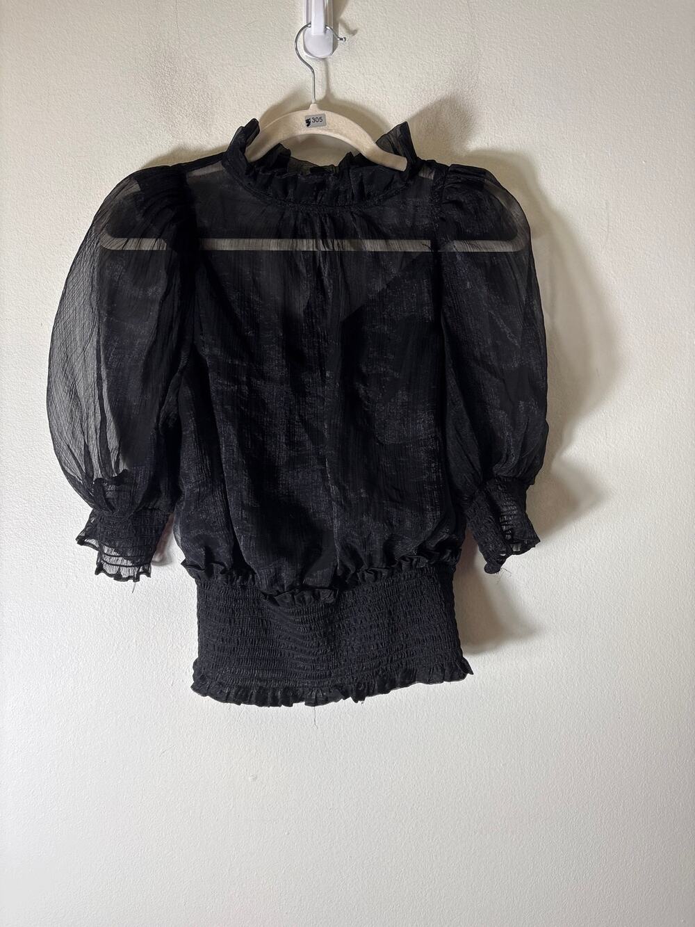 Do+BE Black Sheer Party Top Sz S
